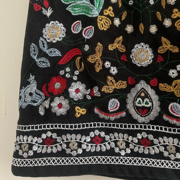 Corduroy Floral Embroidered Mini Skirt Sz Xs holiday Christmas - Picture 2 of 4
